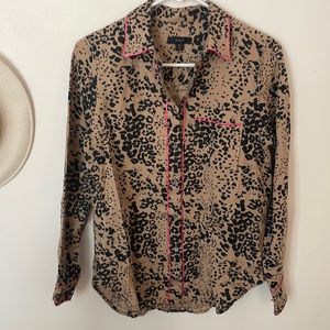 Jcrew leopard and pink button up dress shirt